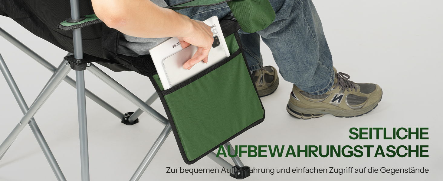 Складний кемпінговий стілець для пікніка, саду та пляжу EBK01LC02 (Зелений + Чорний)