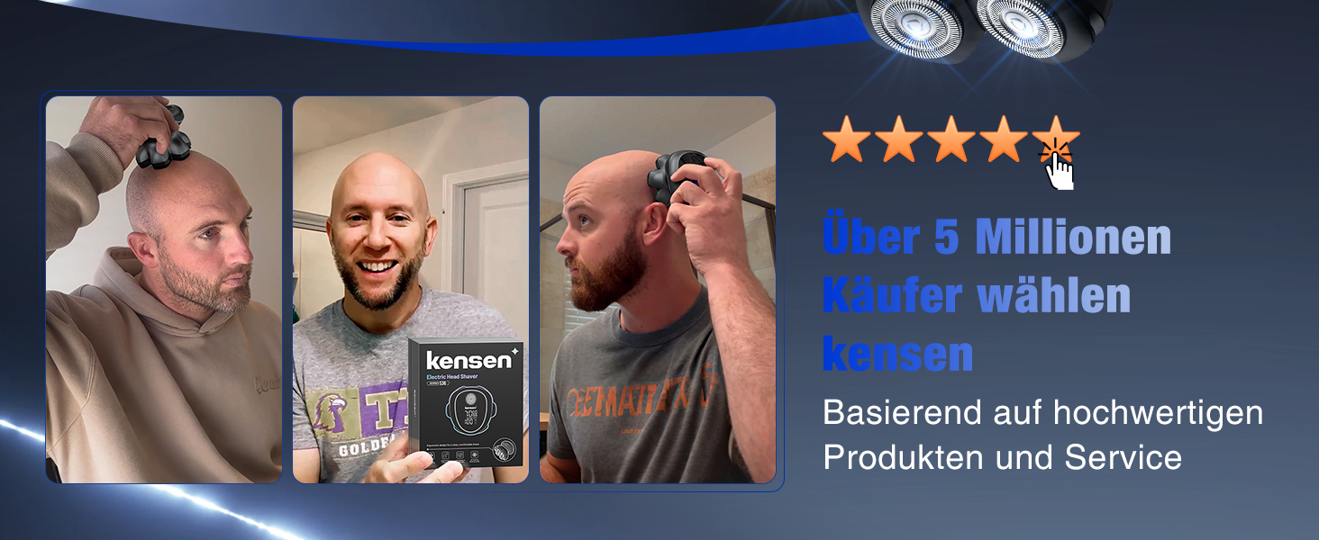 Електрична бритва для гоління голови Glatzen 7D Bold – професійна бритва для лисих, водонепроникна, з акумулятором Type-C, 2 режими, синя