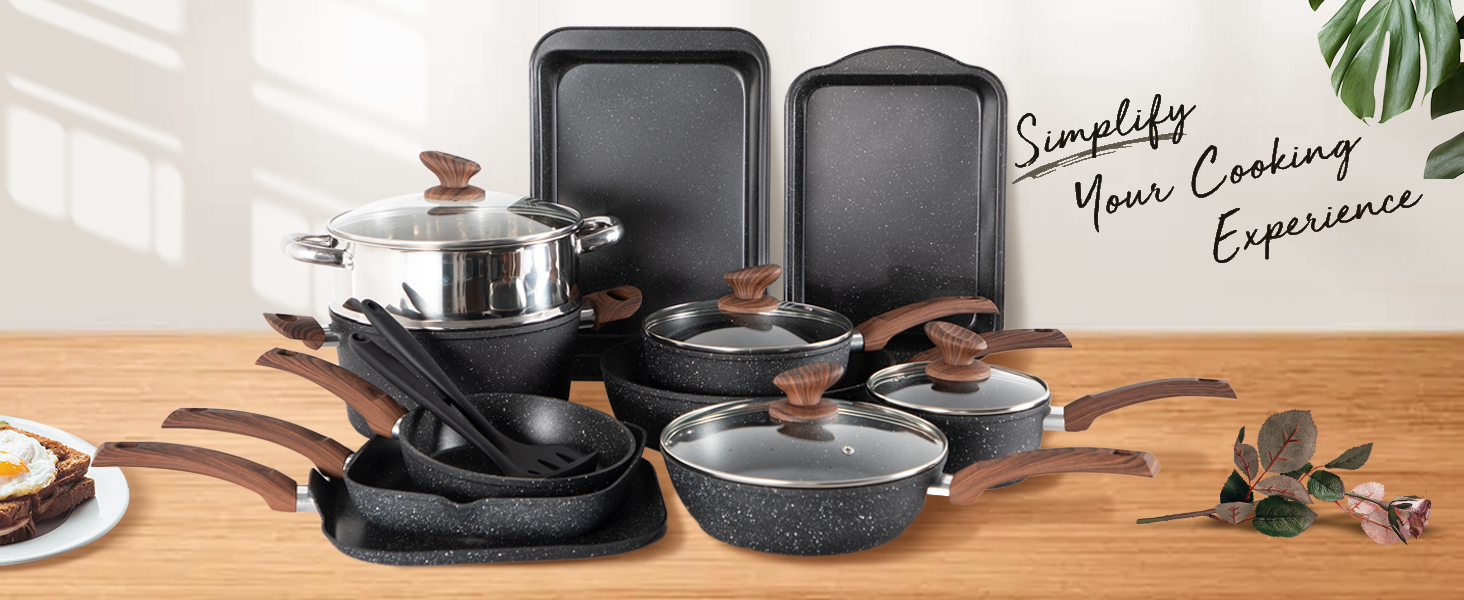 Набір каструль та сковорідок DishDelight з антипригарним покриттям для індукційних плит (12 шт.)