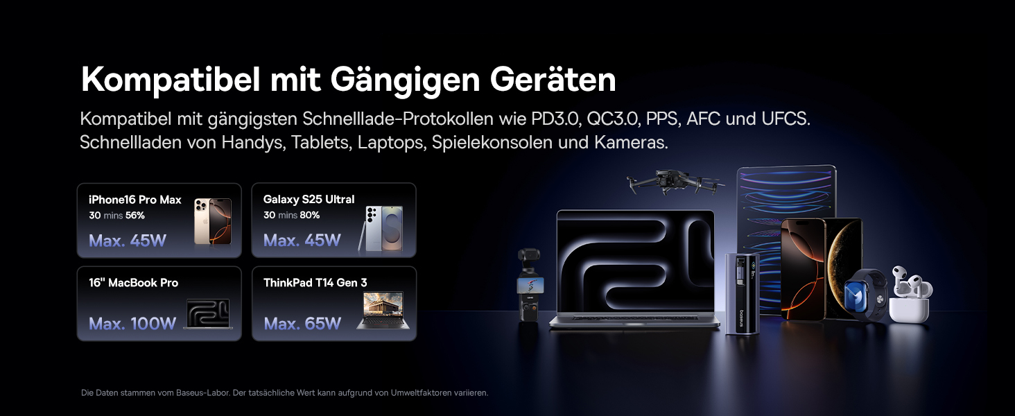 Powerbank Baseus EnerGeek для ноутбука: 100W, 10000mAh, 2x USB-C PD 3.0, Digitaldisplay, сумісний з MacBook, Dell, HP, SteamDeck, iPhone, Samsung