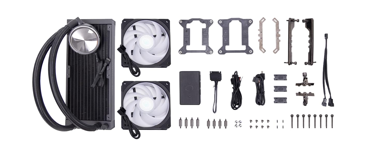 Система водяного охолодження Cooler Master MasterLiquid PL240 Flux White - AIO з 2 x 120mm вентиляторами, 240mm радіатор, ARGB-контролер (2-ге покоління), сумісна з AMD та Intel, білий колір