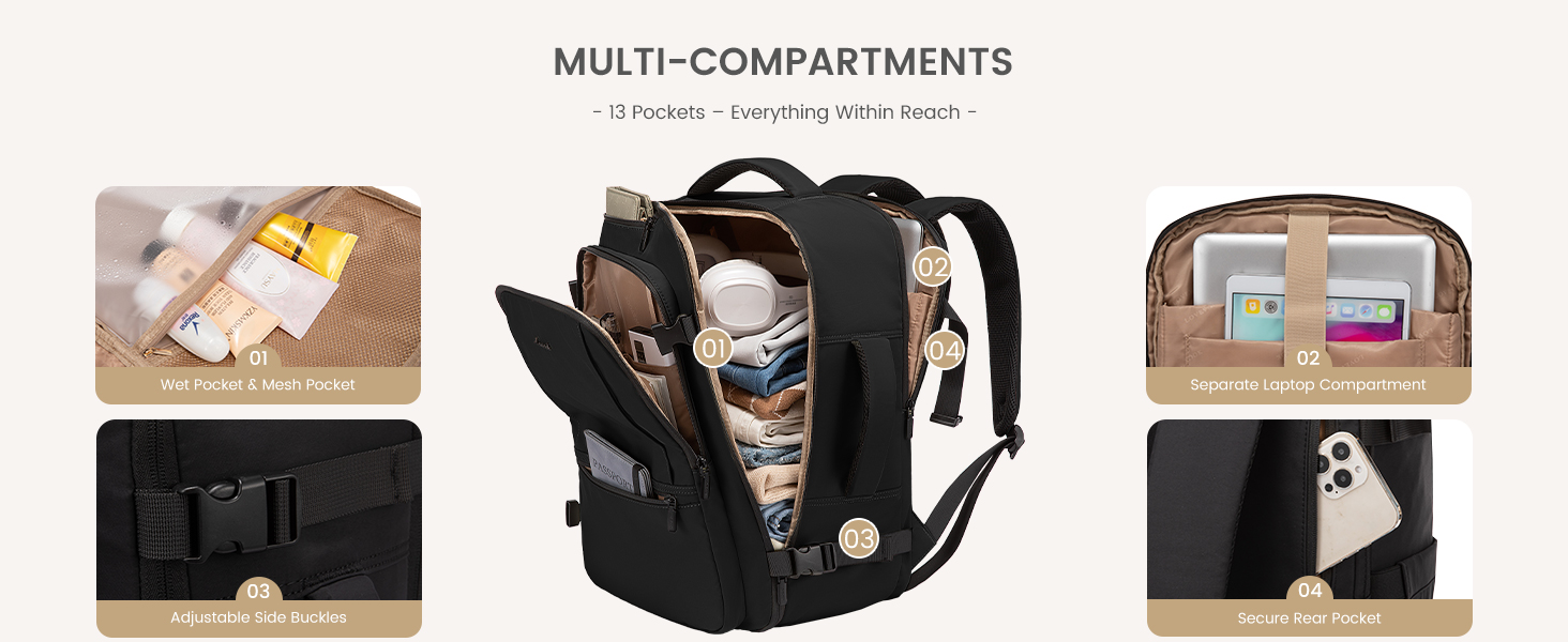 LOVEVOOK Рюкзак для ручної поклажі, 30L, чоловічий, для ноутбука 15.6