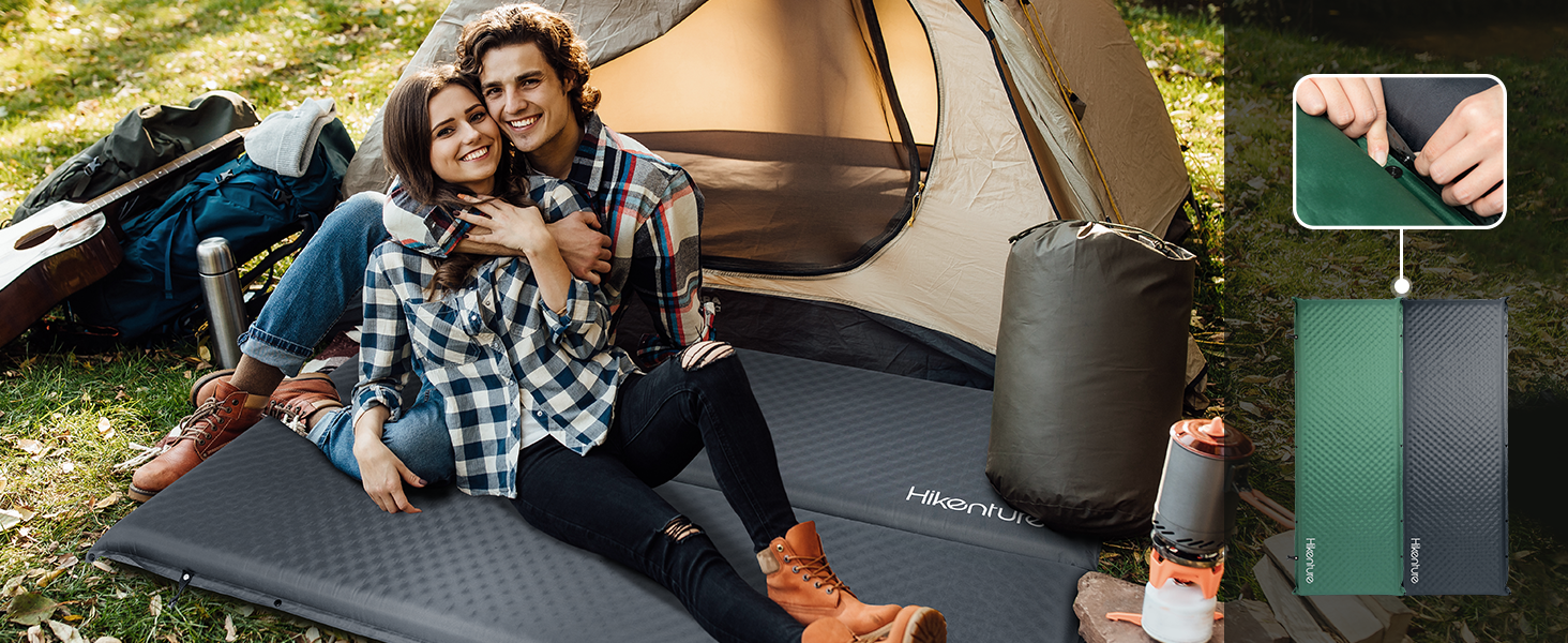 Каремат HIKENTURE самонадувний, 10 см товщини, для кемпінгу, туризму та подорожей, сірий