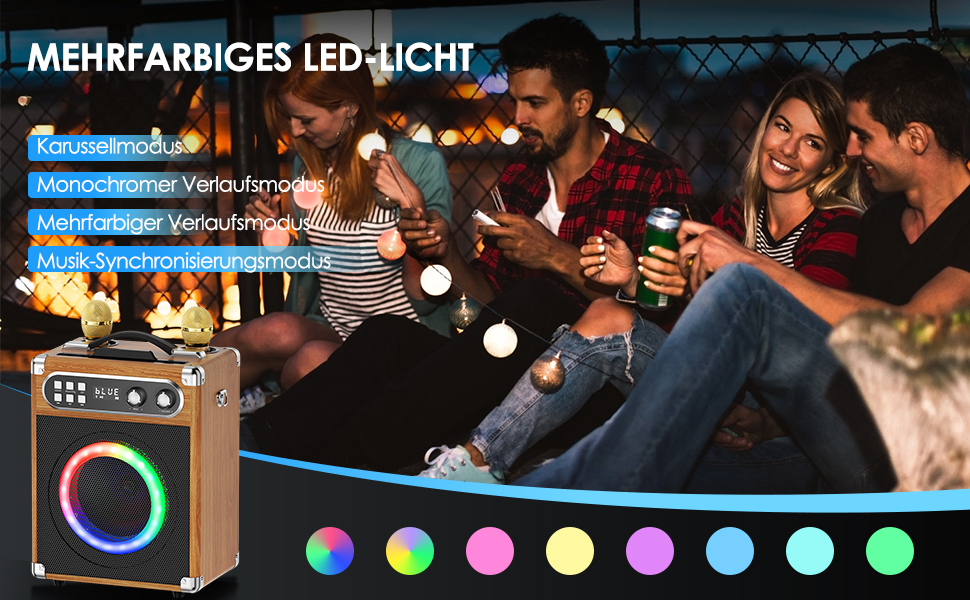 Портативна караоке-система: 20W PA-система з 2 бездротовими мікрофонами UHF та акумуляторами, для дому