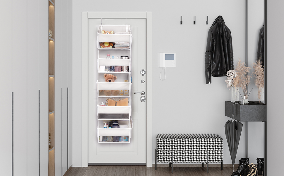 Органайзер для дверей ULG з 5 великими та 10 сітчастими кишенями, 20 кг вантажопідйомність, бежевий