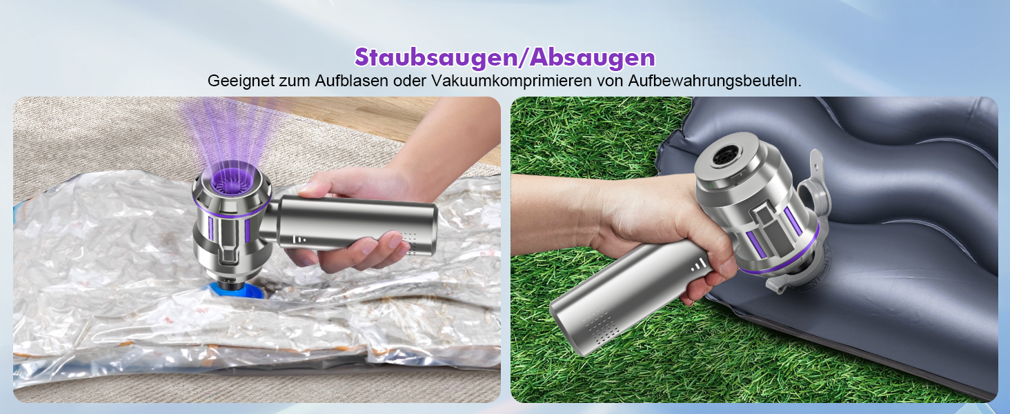 Бездротовий ручний пилосос RABIGALA 4-в-1, 25000PA, акумуляторний, для автомобіля та дому, електропілювач, фіолетовий