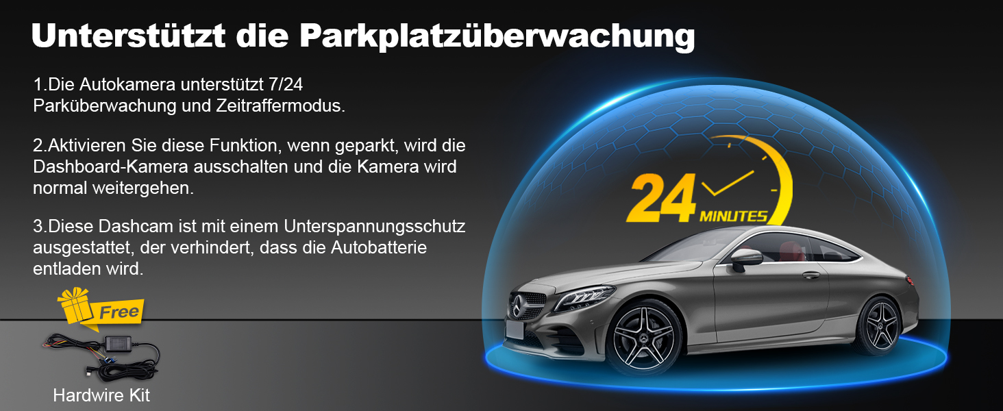 Автомобільний відеореєстратор 4K з GPS та 5GHz WiFi, передня та задня камери, 2.0
