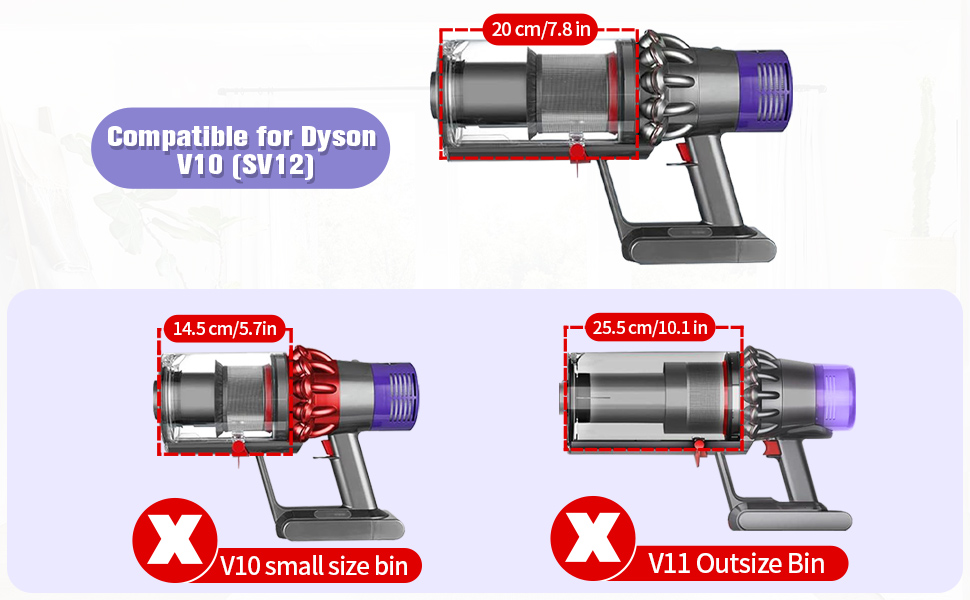 Dyson V10 Dustbin and Filter Replacement Set - Compatible with Dyson Cyclone V10 SV12 (969509-01 & 969082-01)