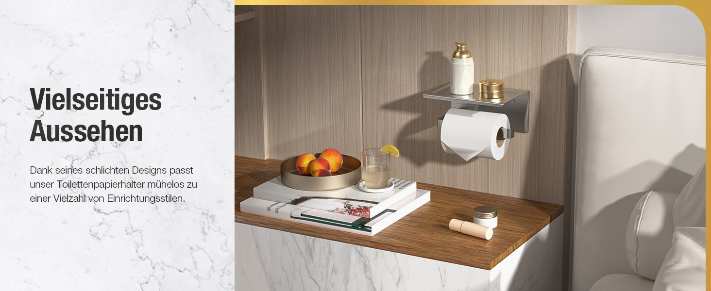 Тримач туалетного паперу HITSLAM без свердління, нержавіюча сталь з полицею, самоклеючий, для ванної кімнати