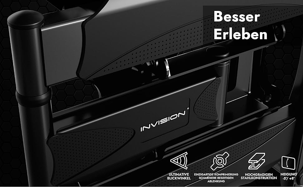 Настінний кріплення для телевізора Invision для екранів 24-60 дюймів, VESA 100x100-400x400 мм, поворотне, нахильне, висувне, для LED, OLED, плоских та вигнутих телевізорів - Макс. навантаження 36.2 кг (HDTV-E)