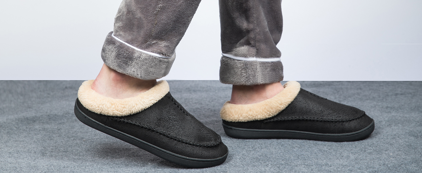 Чоловічі халапи Miqieer з піною пам'яті, теплі зимові халапи з плюшу, розмір 45/46 EU, колір кавовий