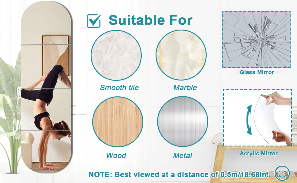 4 самоклеючі настінні дзеркала, акрил, небрудливі, великі, декоративні для ванної кімнати, спальні, 30 см x 30 см