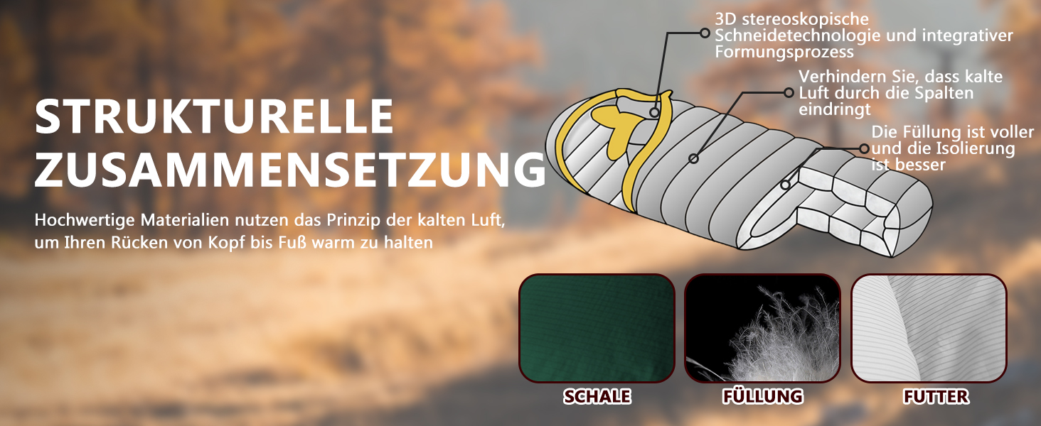 Пуховий спальний мішок для дорослих, преміум-якість 680FP, зимовий для кемпінгу та подорожей, з компресійним мішком. -10°C, сірий (-4°C, зелений)