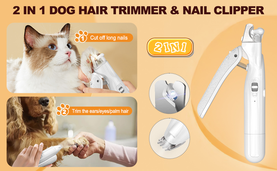 Машинка для стрижки собак Leise, 4 в 1: стрижка тіла, обрізка подушечок, догляд за очима та вухами. Ідеально для собак та котів. Комплект 2 в 1