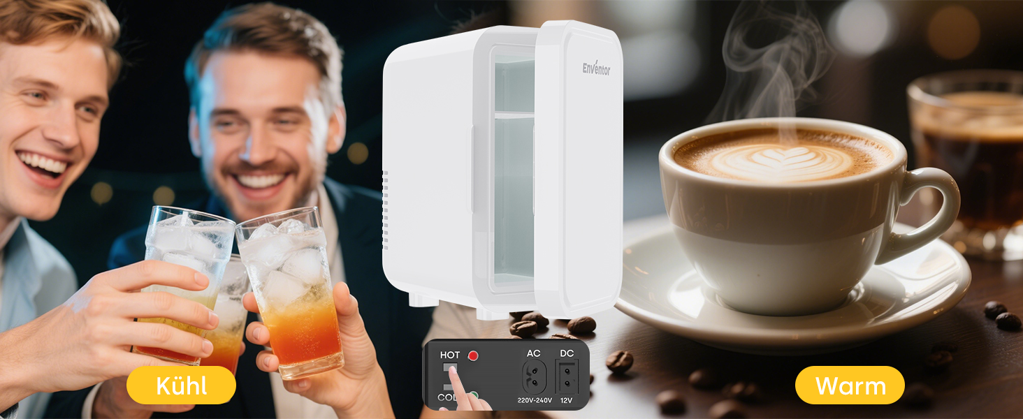 Mini холодильник Enventor 6L: портативний, для авто, кімнати, косметики, фруктів та напоїв (білий)