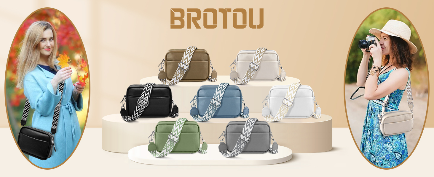 Сумка жіноча через плече BROTOU зі шкіри, чорна. Маленька сумка crossbody з широким ременем та відділеннями для карт