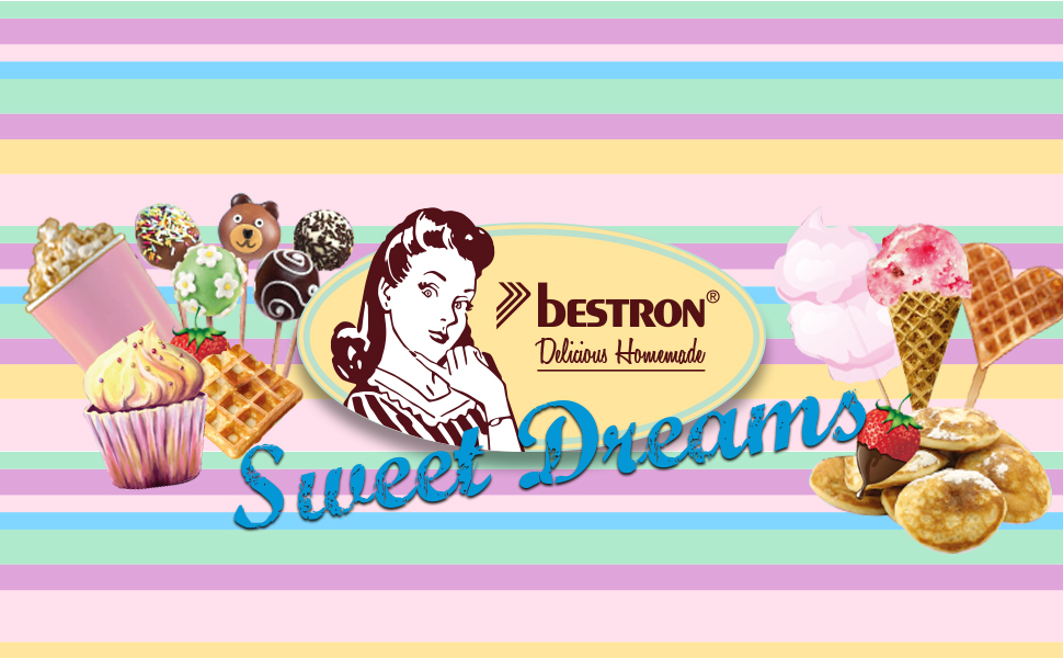 Електрична млинниця Bestron Retro, 1000 Вт, 30 см, антипригарна, жовта, з розподілювачем тіста та лопаткою для млинців