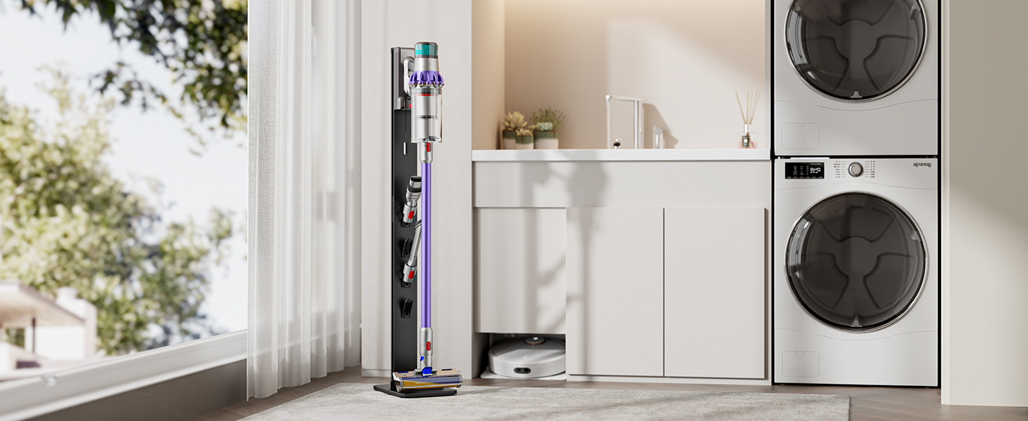 Підставка для пилососів Dyson з 4 гачками та 4 полицями, сумісна з серіями Gen5, V15, V12, V11, V10, V8, V7 та V6, без свердління, для зберігання пилососа та аксесуарів