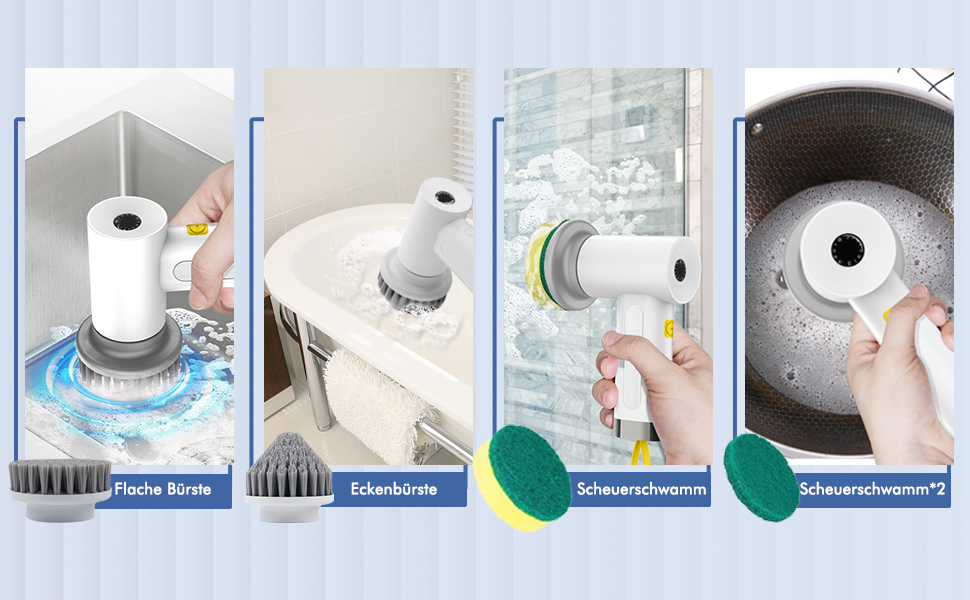 Електрична щітка для прибирання Spin Scrubber з 5 насадками, 2 режими, LED-індикатор — для ванної, плитки, швів, кухні, скла, гриля та шин
