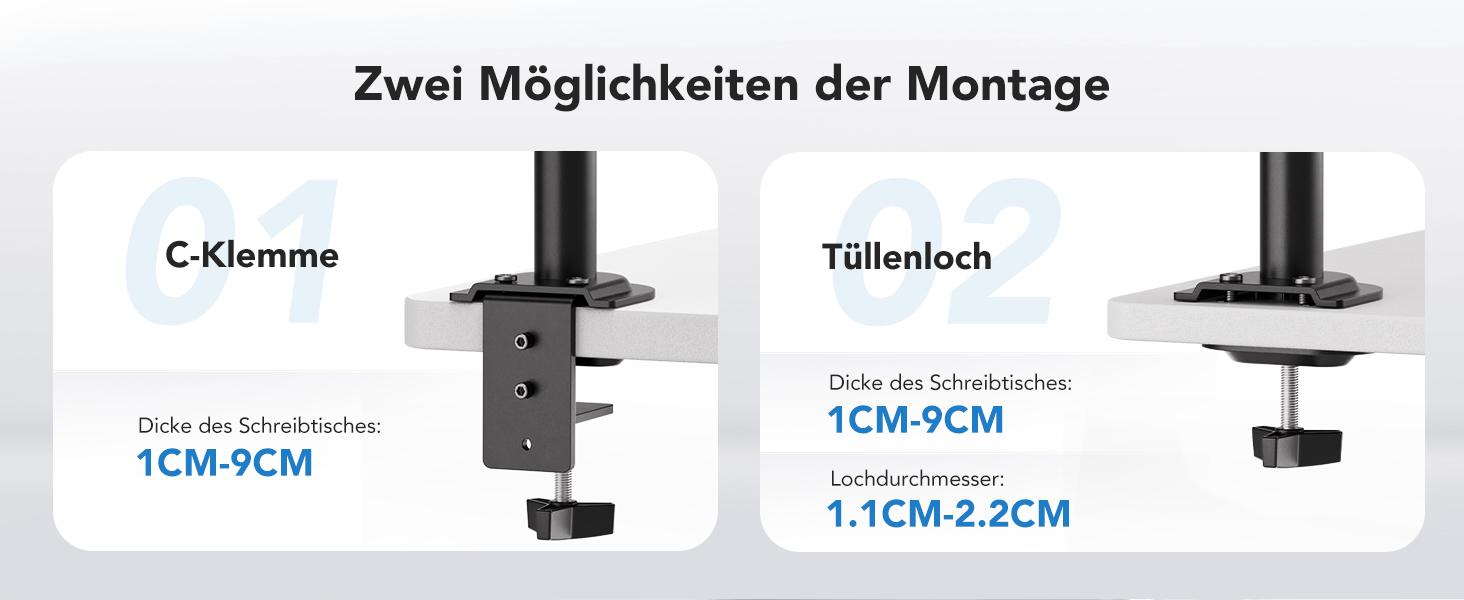 Кріплення для монітора HUANUO, 13-32 дюйми, регулювання висоти, нахил, поворот, VESA 75/100 мм, 2 варіанти монтажу