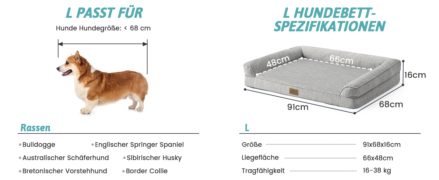 Ортопедичне ліжко для собак середнього розміру COZY KISS з знімним, пральним чохлом. Підтримує хребет, водонепроникні бортики та протиковзна основа. Розмір: 91x69x16 см, колір: сріблясто-сірий