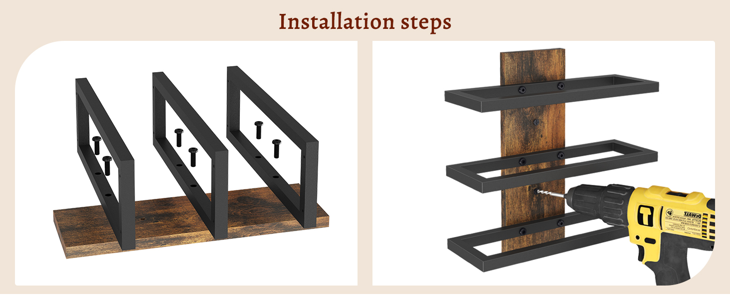 Металева полиця для вина FAVOOSTY на стіну, 3 яруси, чорна - для вітальні, спальні, винного підвалу