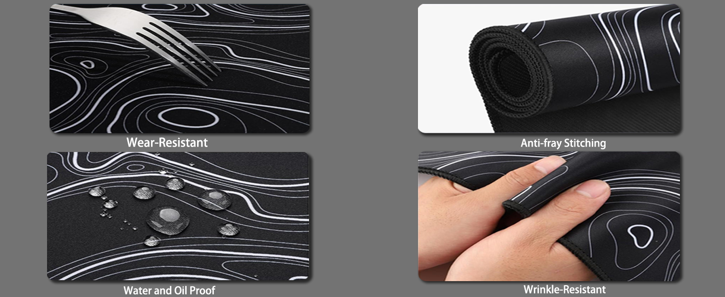 Великий килимок для столу 800x400 мм - ігровий килимок для миші з прошитими краями, неслизька підкладка, килимок для клавіатури та миші Black & White Abstraction