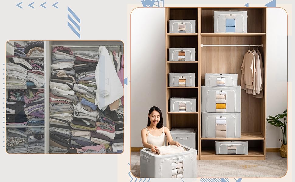 Органайзер для зберігання постільної білизни та одягу, 2 шт. (24L, сірий)