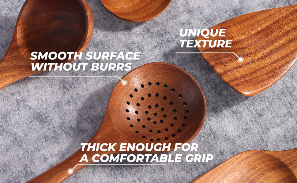 Набір дерев'яних ложок для приготування їжі (9 шт.) з підставкою - дерев'яні лопатки, ложки, половники