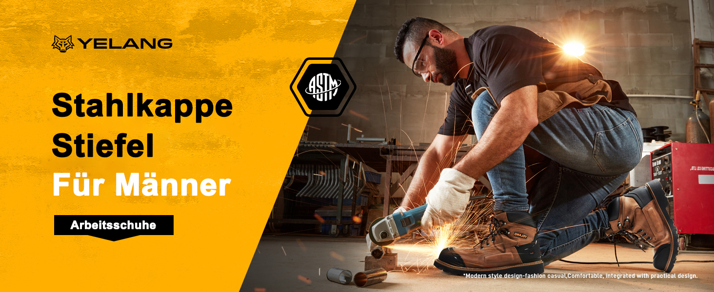 Чоловічі робочі черевики Yelang з металевим підноском, для промислового будівництва, безпечне взуття, розмір 41.5 EU, колір коричневий