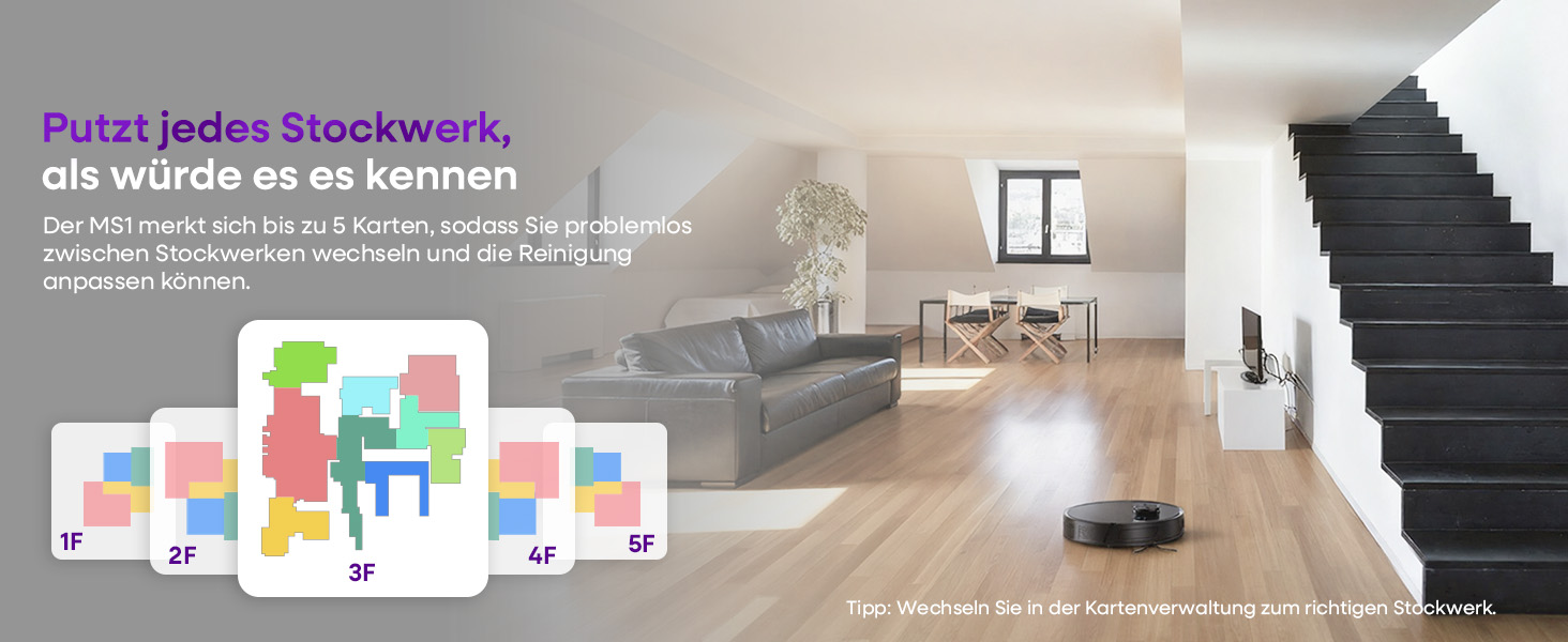 Робот-пилосос MONSGA з функцією миття, потужність 5000Pa, час роботи 180 хв, система захисту від спутання, навігація LiDAR, для килима, шерсті тварин, керування через додаток та пульт (чорний)