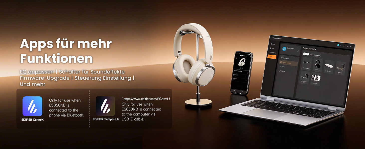 Навушники бездротові Edifier ES850NB з шумозаглушенням, Hi-Res Audio, Bluetooth 5.4, LDAC, 92 год роботи, слонова кістка