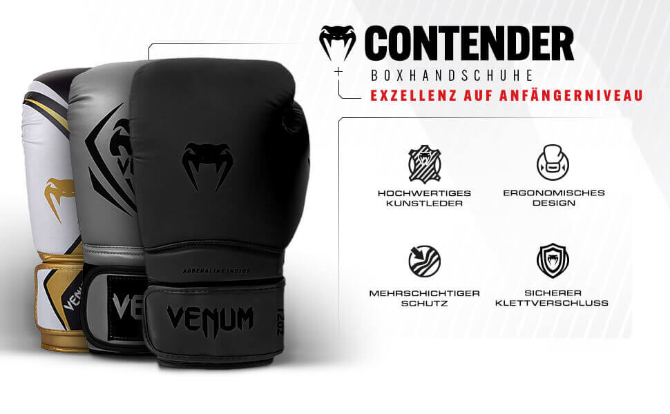 Боксерські рукавички Venum Contender чорного кольору, 16 Oz