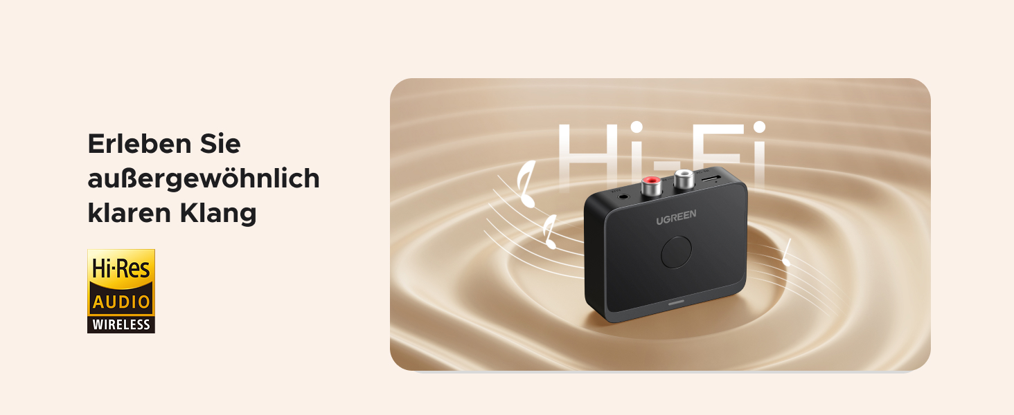 Адаптер Bluetooth 6.0 UGREEN з LDAC декодером, Hi-Res Audio, сумісний з колонками та автомагнітолами