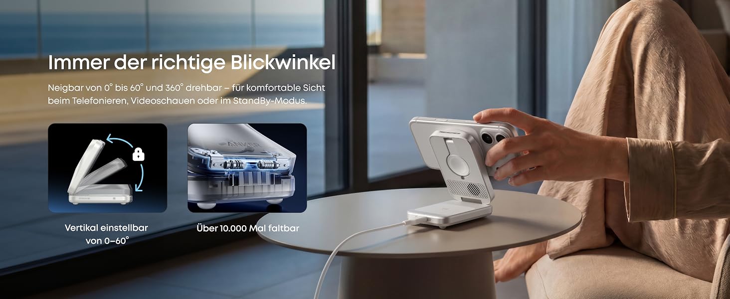 Зарядна станція Anker Prime 3-in-1 Qi2 25W з системою охолодження AirCool, бездротовий зарядний пристрій (білий)