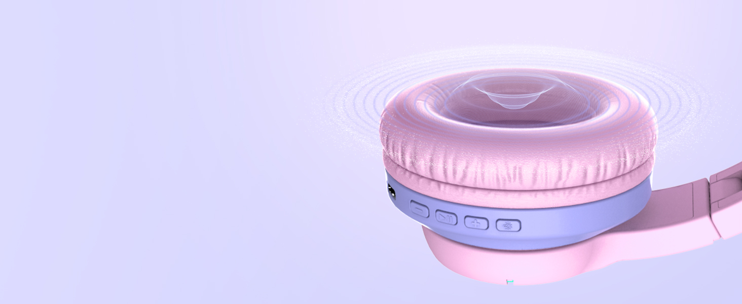 iClever Бездротові навушники для дітей з LED-підсвіткою, Over-Ear, Bluetooth 5.2, мікрофон, рожеві