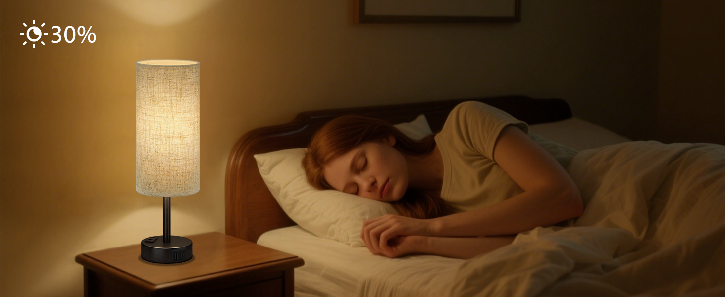 Настільна лампа Kakanuo з торшером, USB-порт, регулювання яскравості, тканинний абажур, для спальні, вітальні, дитячої кімнати, офісу (з лампочкою), білий/бежевий