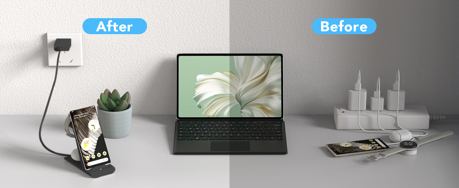 Бездротова зарядка SPGUARD для Google Pixel Watch 3/2/3 та Pixel Buds Pro2, 3-в-1, сумісна з Pixel 10/9/8/7