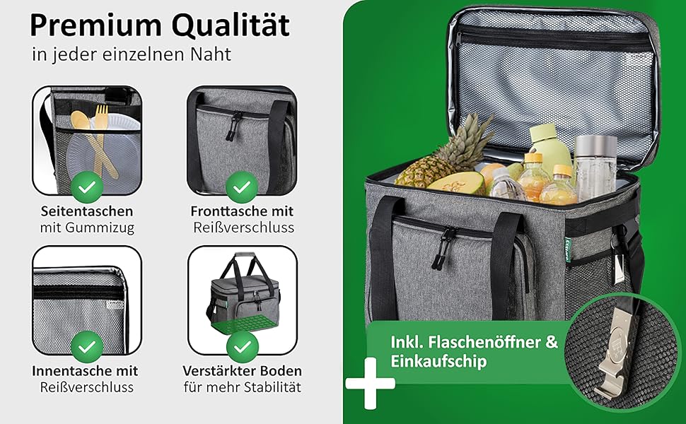 Складана сумка-холодильник 30л, водовідштовхувальна, +12 годин свіжості, міцна ізоляція – сіра сумка-холодильник, сумка для обіду, термосумка для пікніка