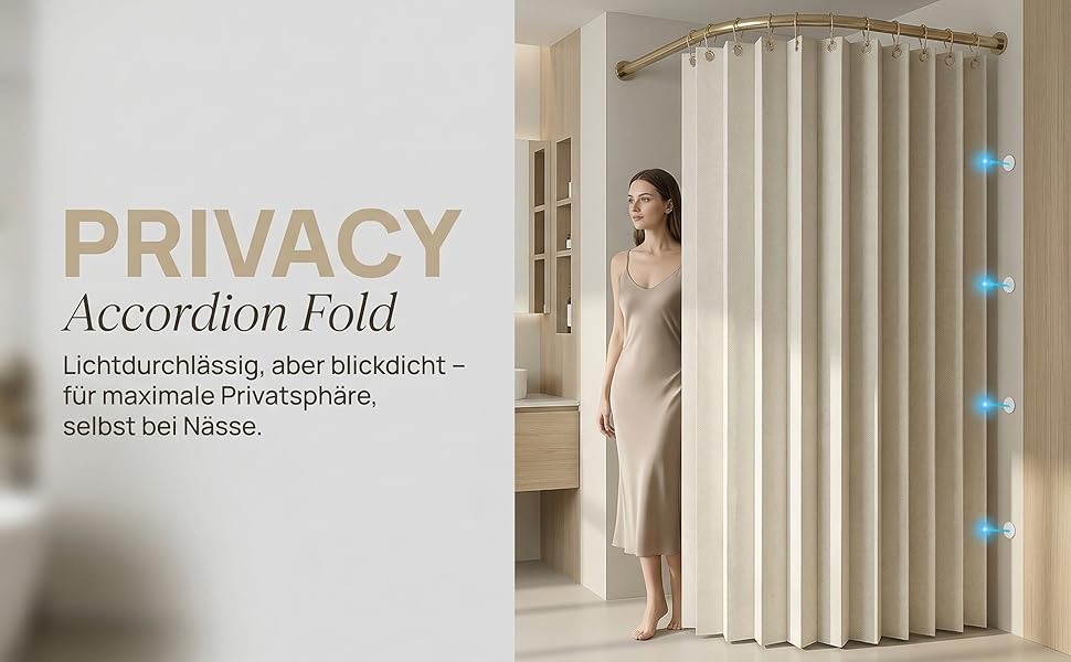 Штора для ванної кімнати анти-грибок водонепроникна магнітна з гачками, текстильна, 180x200 см, сіра