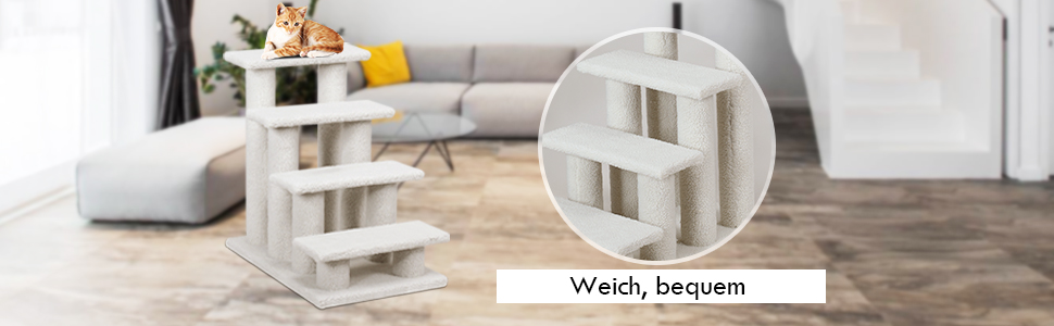 Сходинка для котів та собак GOPLUS - Кліматичний комплекс з драбиною, котячий будиночок, когтеточка (білий)