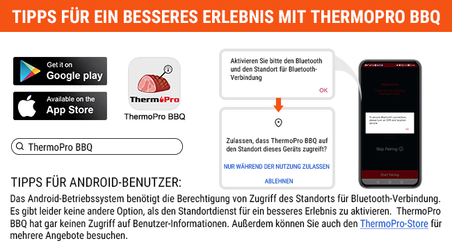 Кухонний термометр ThermoPro TP25H2 з Bluetooth, таймером і сигналом, 150 м – термометр для м'яса, гриля, духовки