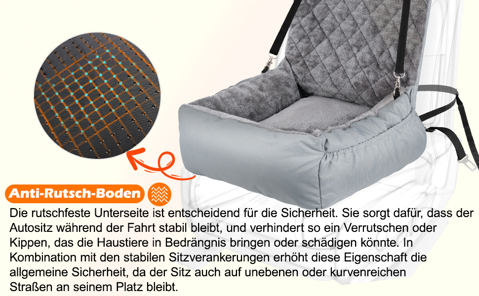 Автокрісло для собак SIVEIS - зручне ліжко з кишенею, захист від подряпин, з ременем безпеки (02-Сіро-блакитний)
