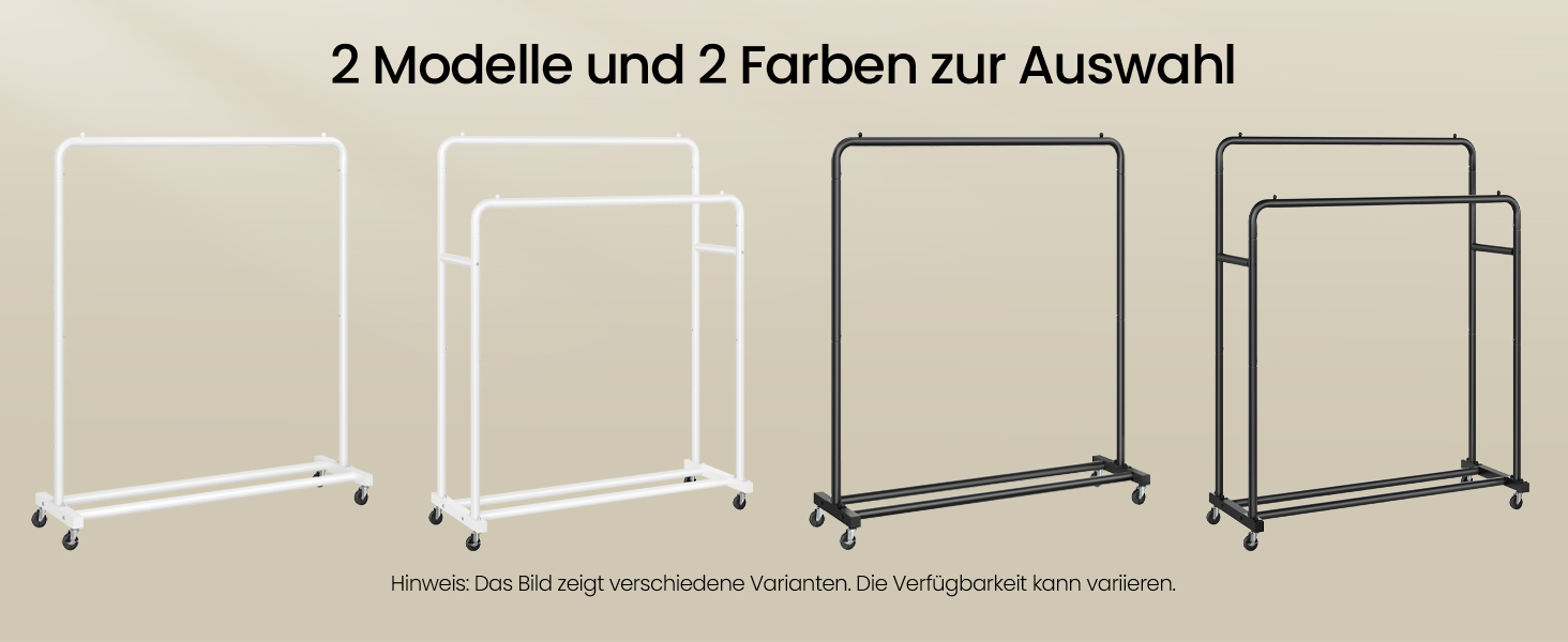 SONGMICS Кільцева вішалка для одягу на коліщатках, чорна, 38 x 110 x 141,5 см, до 50 кг, HSR016BH01