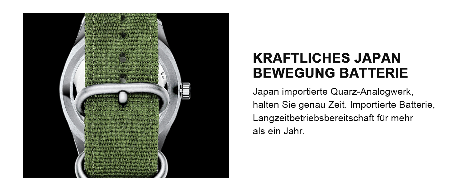 HANPOSH Годинник чоловічий військовий тактичний з датою, водостійкий 3ATM, кварцовий (зелений, срібний, жовтий)