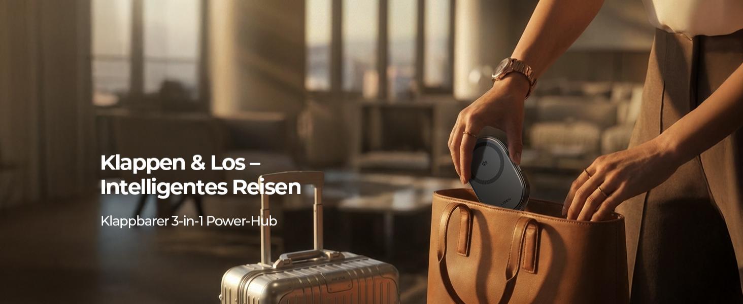 Зарядна станція LISEN 3-в-1 MagSafe для Apple iPhone, Apple Watch та AirPods (25W, Qi2.2) з мережею 45W