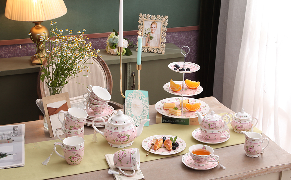 Порцеляновий чайник та чашка London Boutique Vintage Rose Вікторіанський стиль, в подарунковій коробці, кераміка, 15x15 см