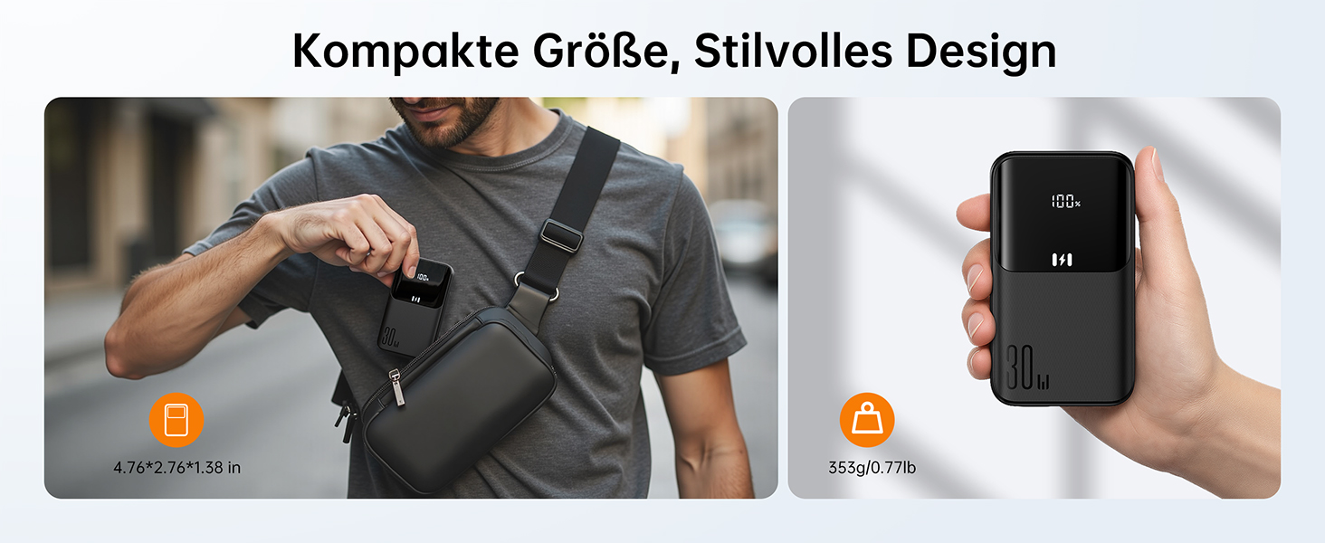 Power Bank Selore&S 20000mAh 30W з USB-C, LED дисплеєм та 4 виходами. Чорний. Сумісний з iPhone, MacBook, iPad, Samsung Galaxy