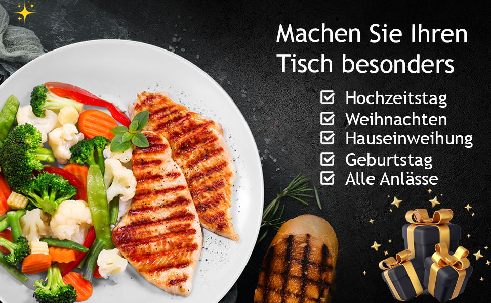 MIAMIO Набір посуду з 24 предметів з кераміки (тарілки) для 6 осіб, Palmanova Kollection. Підходить для миття в посудомийній машині та використання в мікрохвильовці.
