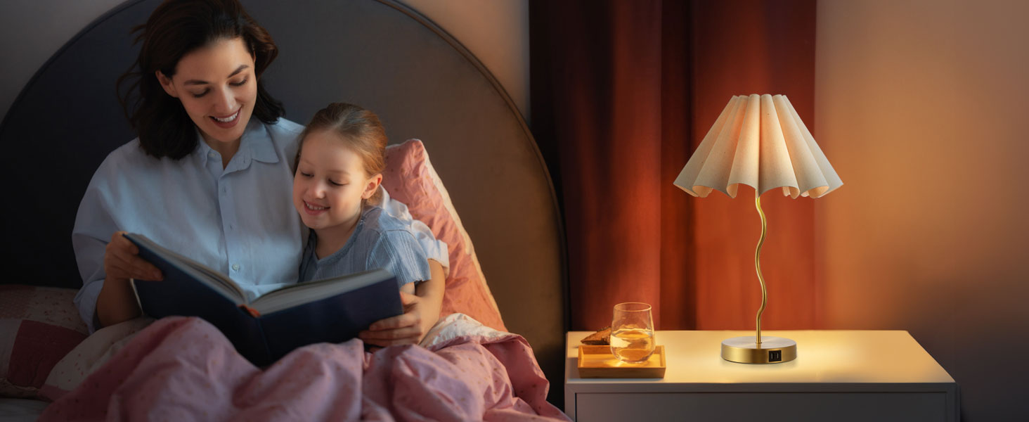 Настільна лампа EOEYYOYB з USB A+C, сенсорне керування, регулювання яскравості, абажур з льону, для спальні та вітальні, біла